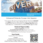Flyer for Universal Orlando Career Info Session