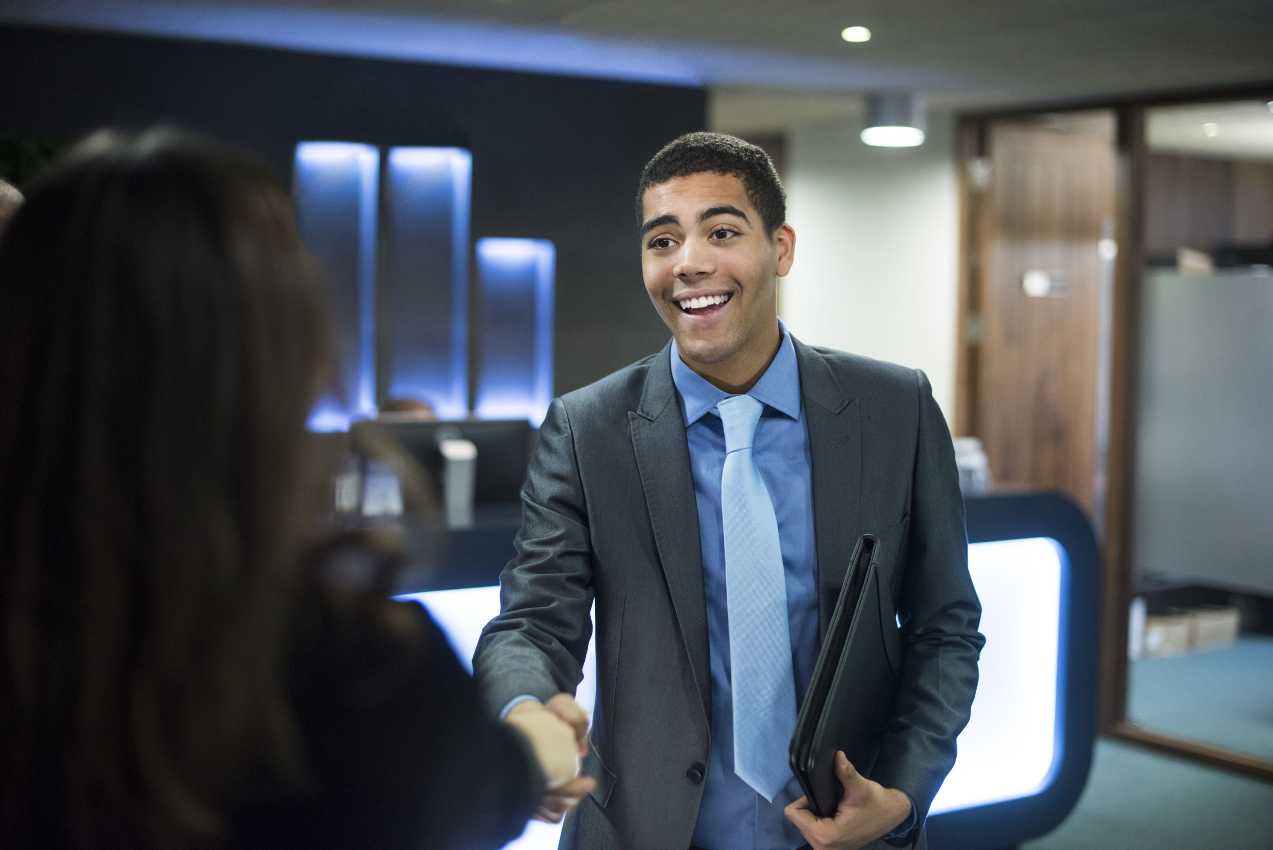 Male in suit at job interview